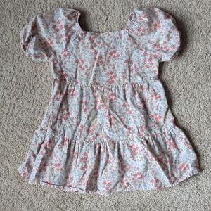 Floral Puff Sleeve Kids Casual Dress